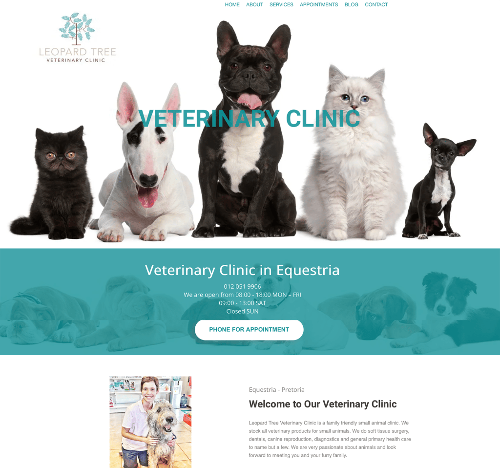 An example of a website we created for a veterinary clinic